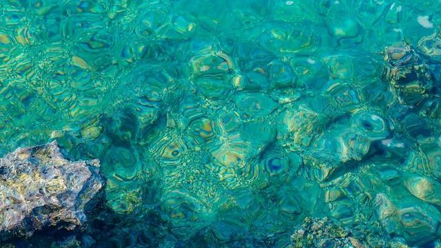蓝色水神奇蓝色波纹水面自然背景图片