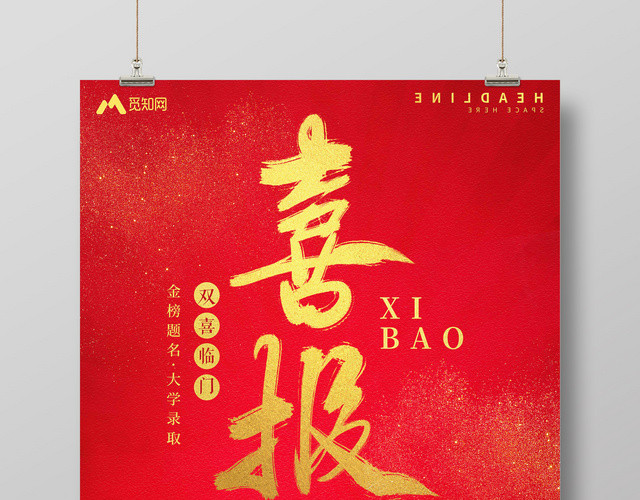 大红金字高考金榜题名喜报海报