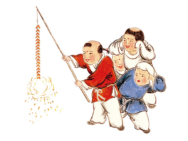 过年放鞭炮素材