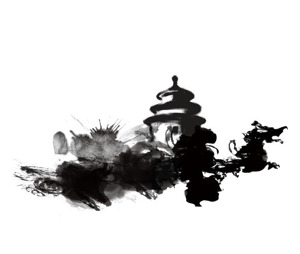 古风水墨塔