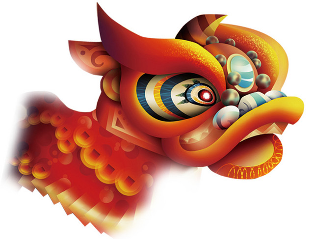 舞狮文化中国元素素材