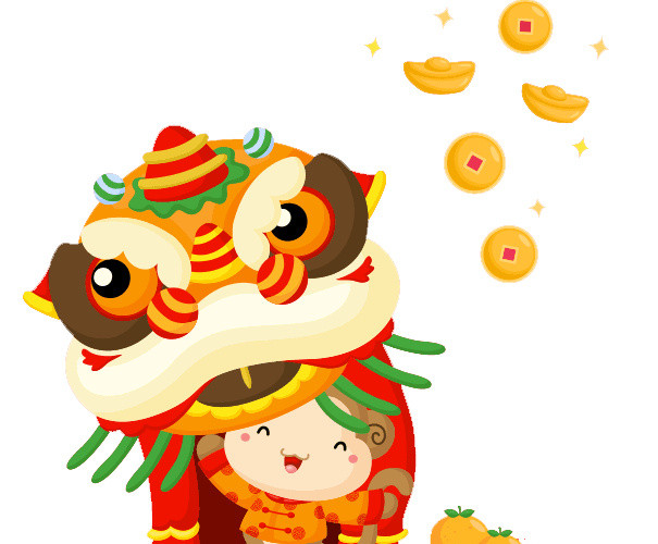 卡通新年舞狮子素材