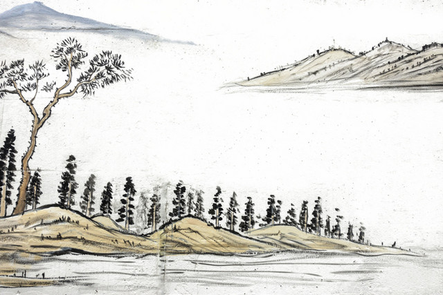 水墨山水树木风景素材