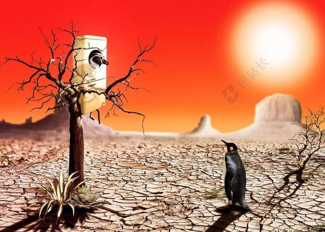 黄红摄影深意阳光下红色天空干旱大地等摄影环保干旱背景图片