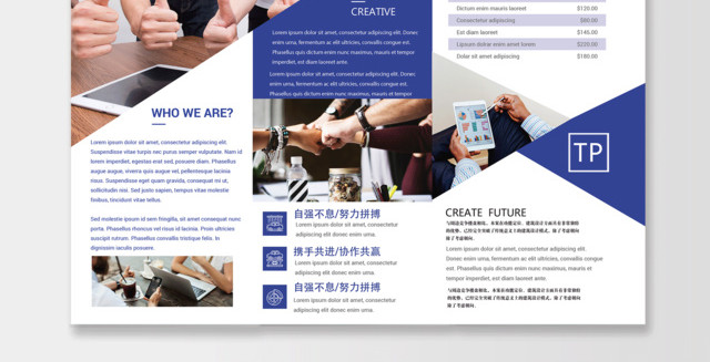 企业文化时尚简约蓝色企业形象企业宣传三折页