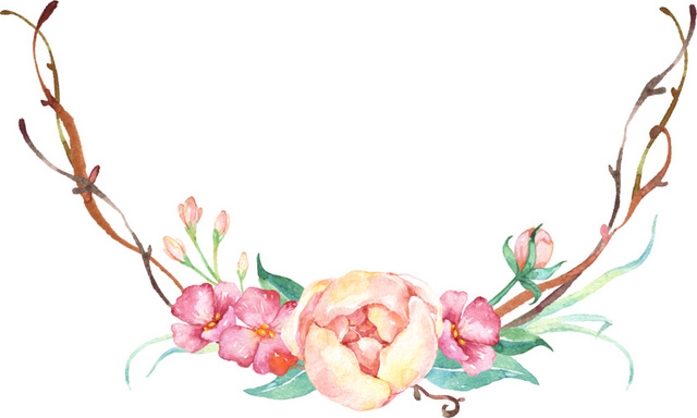 清新水彩花环设计素材