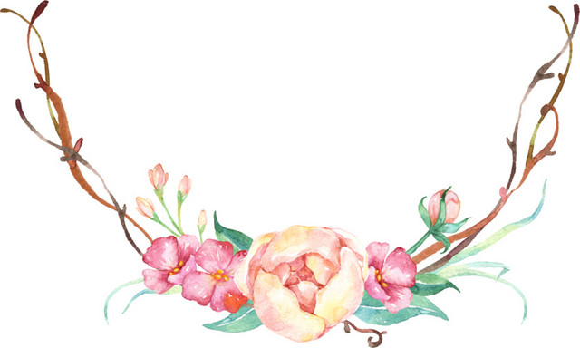 清新水彩花环设计素材