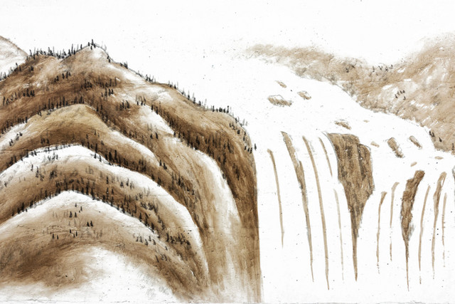 水墨瀑布素材