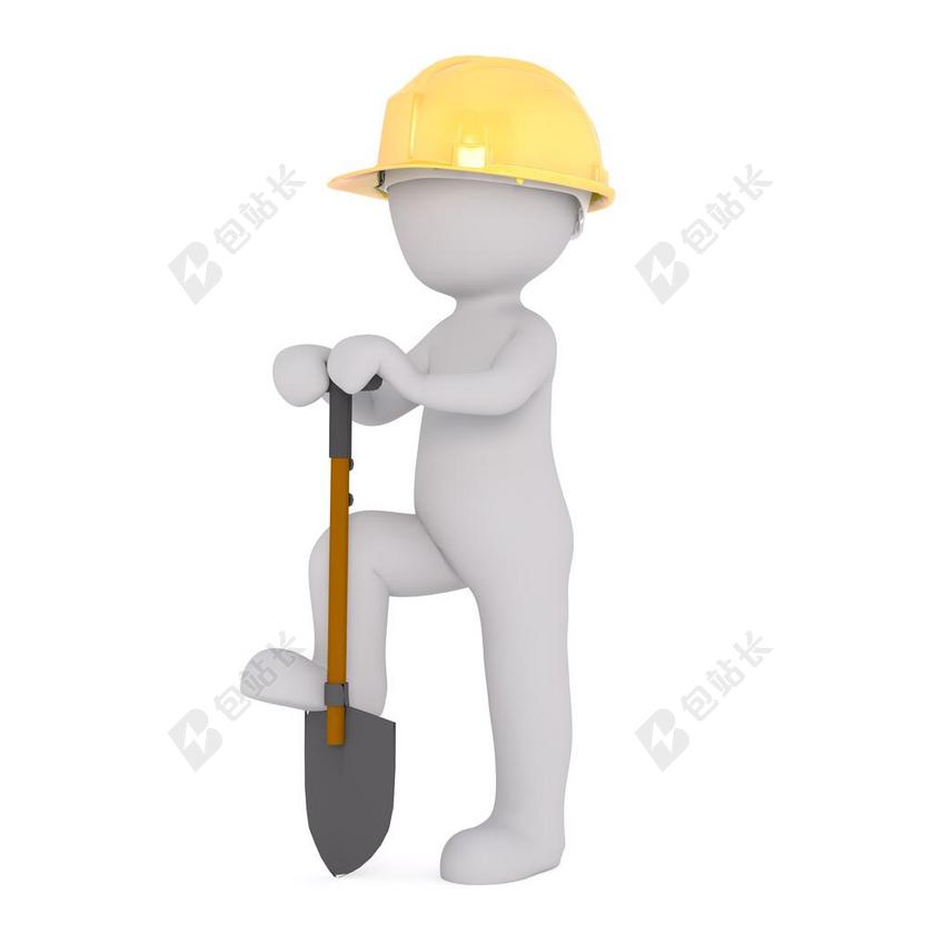 设计挖土的白色小人模型背景图片