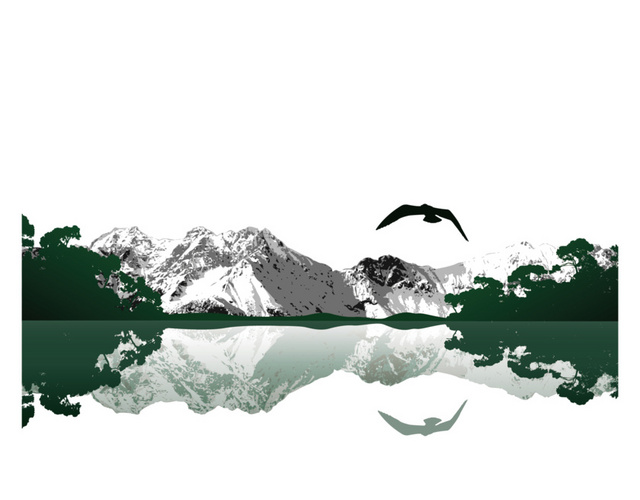 水墨山水飞风景素材