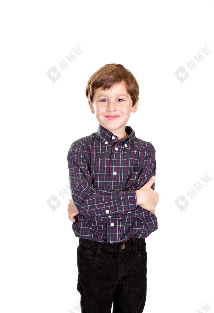 人物可爱微笑的衬衫男孩儿童摄影笑容背景图片