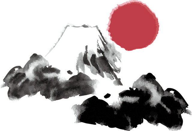 墨色红色日出素材