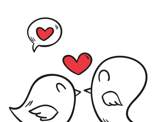 简约卡通小鸟情侣设计素材