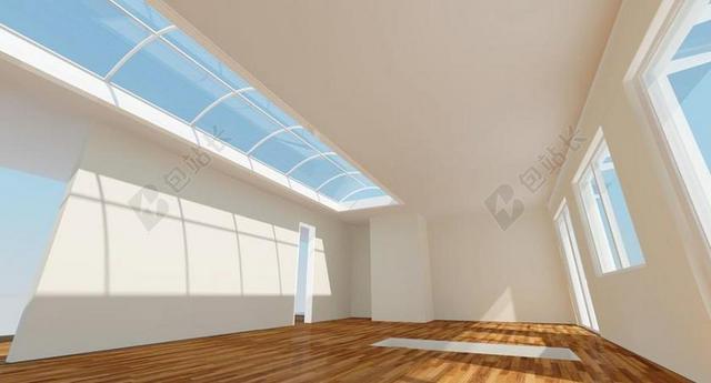 蓝白建筑开阔室内的玻璃窗地板等室内建筑设计背景图片