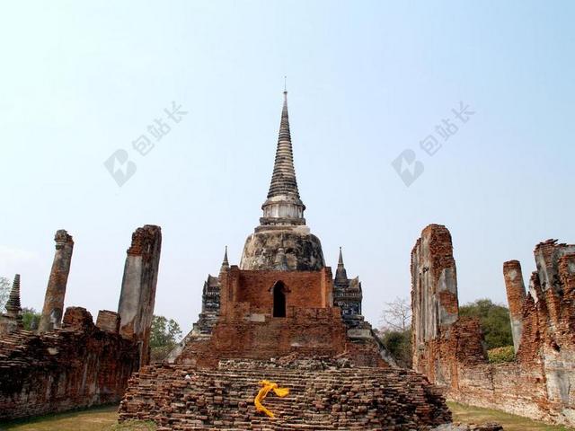 建筑经典蓝天下的寺庙宗教建筑设计景点旅游背景图片