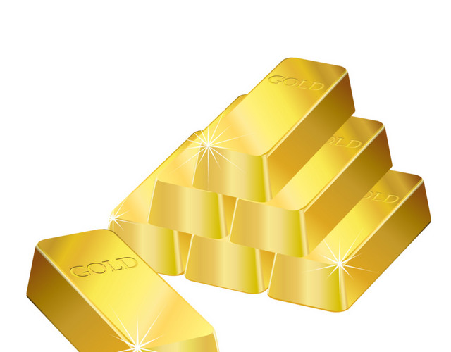 卡通金条金块矢量黄金元素