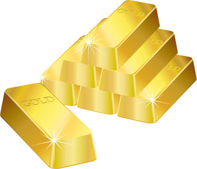 卡通金条金块矢量黄金元素