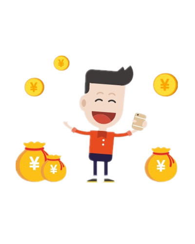 卡通人物金币钱袋子素材
