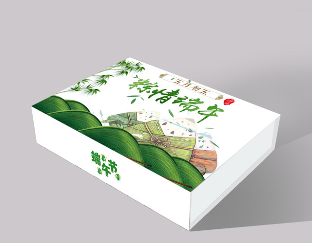 绿色清新粽情端午节粽子礼盒包装设计