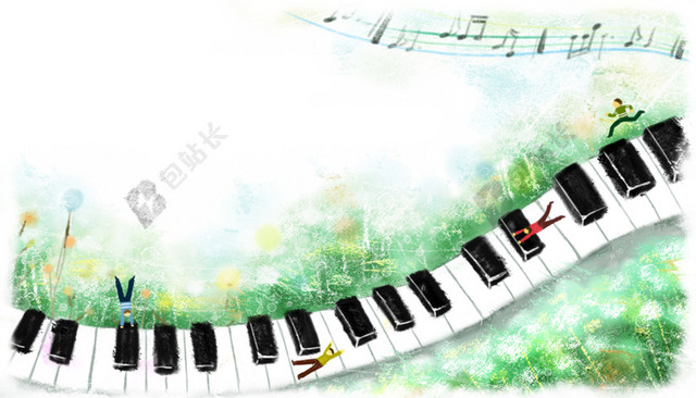 音符琴键背景矢量素材