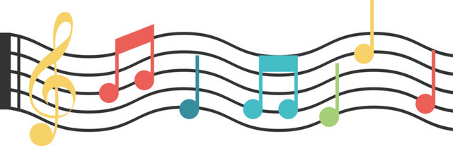 彩色音符五线谱矢量素材