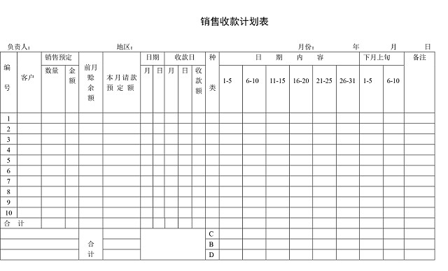 黑白简约正式财务销售收款计划表时间表WORD模板