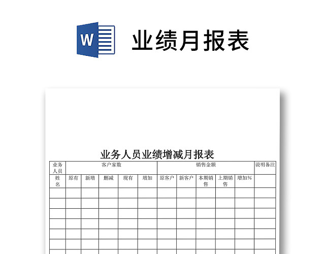 黑白简约正式公司销售业绩分析业绩统计WORD模板