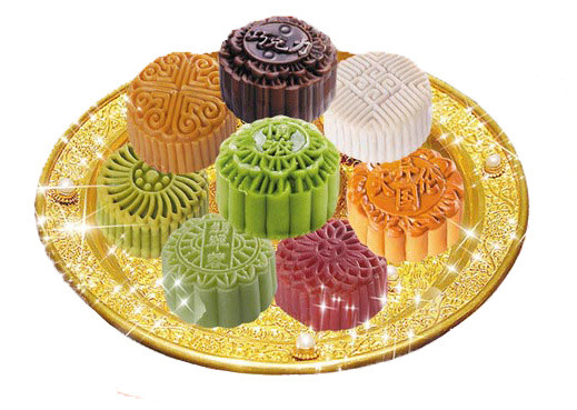 彩色月饼盘子矢量