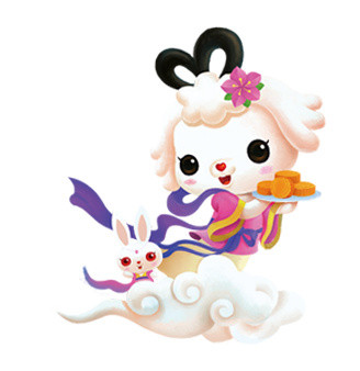 祥云装饰玉兔中秋