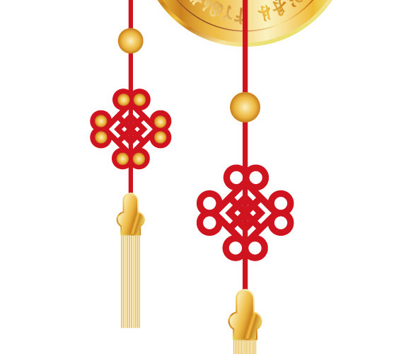中国风传统中国结铜钱装饰素材
