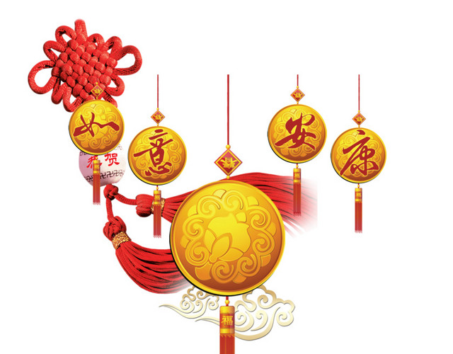 中国风传统中国结金币装饰素材