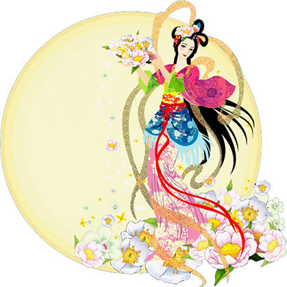 中秋节月亮美女装饰