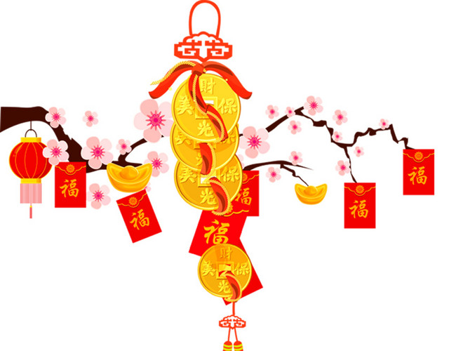 中国风传统中国结铜钱红包装饰素材