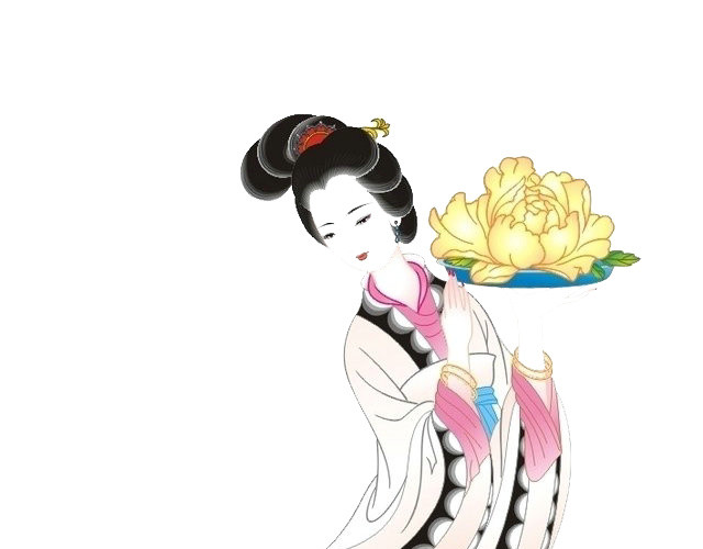 手绘古风美女月饼