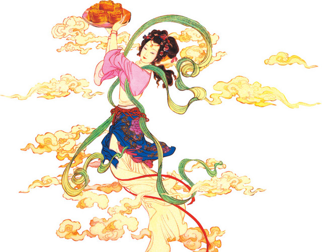 祥云月饼装饰美女