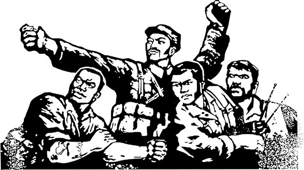 手绘解放人民插画素材