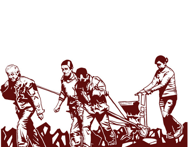 劳动人民手绘插画素材
