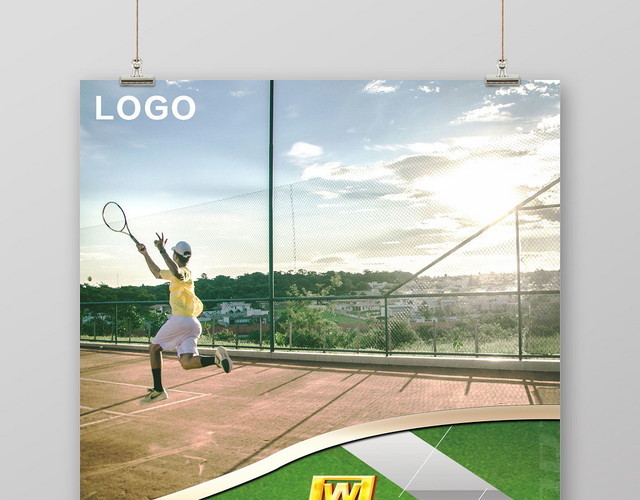 简约健身网球运动爱生活宣传海报