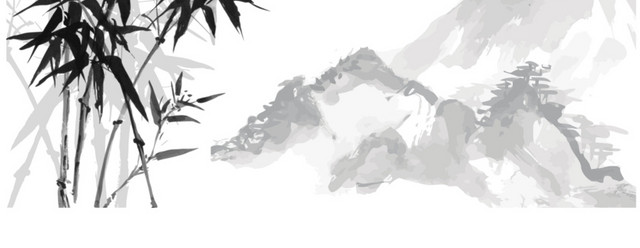 手绘中国水墨风仙境插画素材