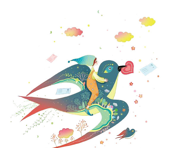 彩色卡通燕子插画素材