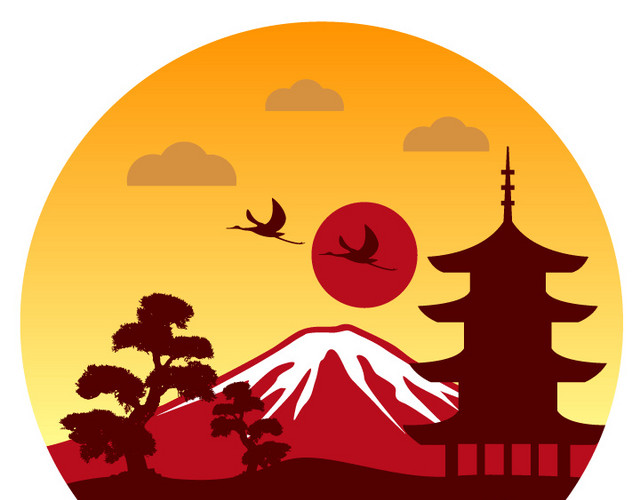 卡通城市建筑插画素材