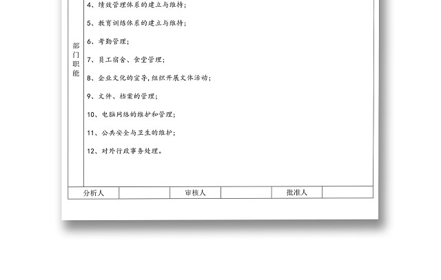 黑白简约公司部门职能正式岗位职务说明书WORD模板