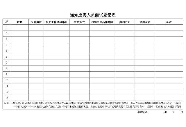 黑白简约正式公司应聘登记表信息登记表WORD模板