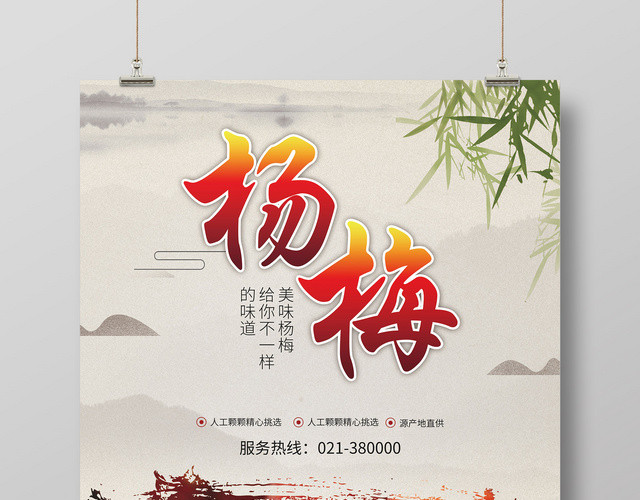 中国风美味杨梅水果宣传海报