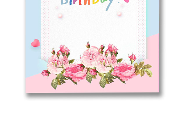 蓝色简约小清新花朵生日快乐少女WORD模板