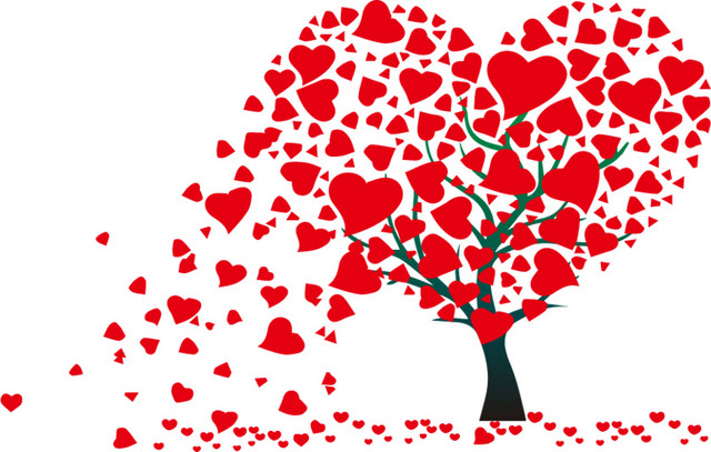 红色爱心组合大树