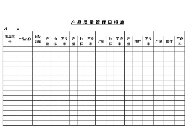 黑白简约正式公司工厂产品质量评定表检查表WORD模板