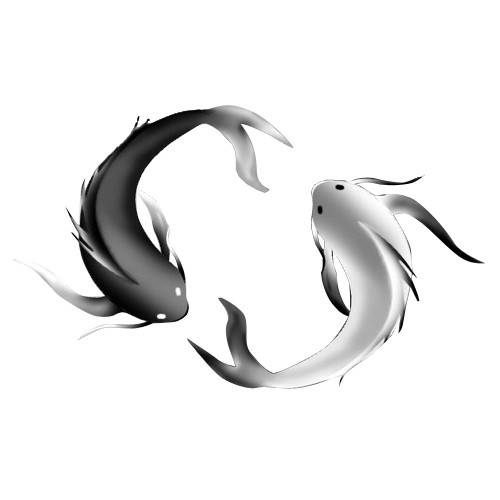 可爱水墨鲤鱼素材