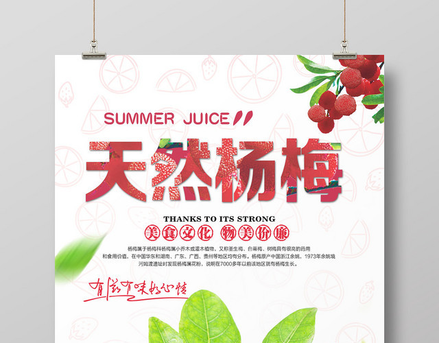 生鲜简约天然杨梅水果之王物美价廉宣传海报