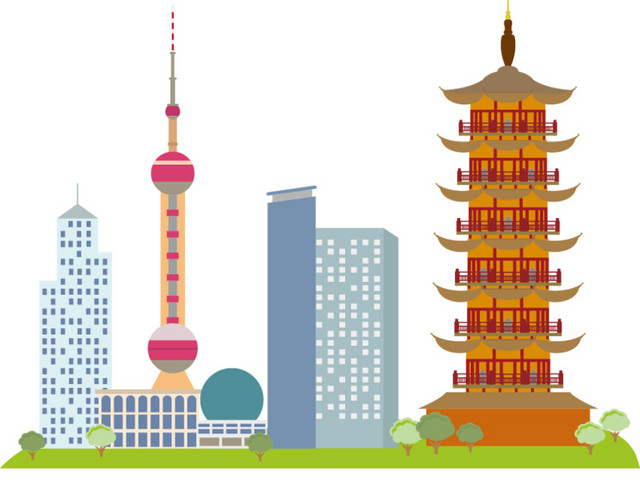 卡通创意建筑矢量图片
